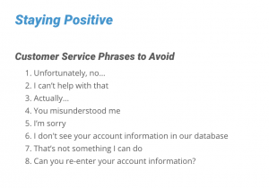 staying positive customer service word choice